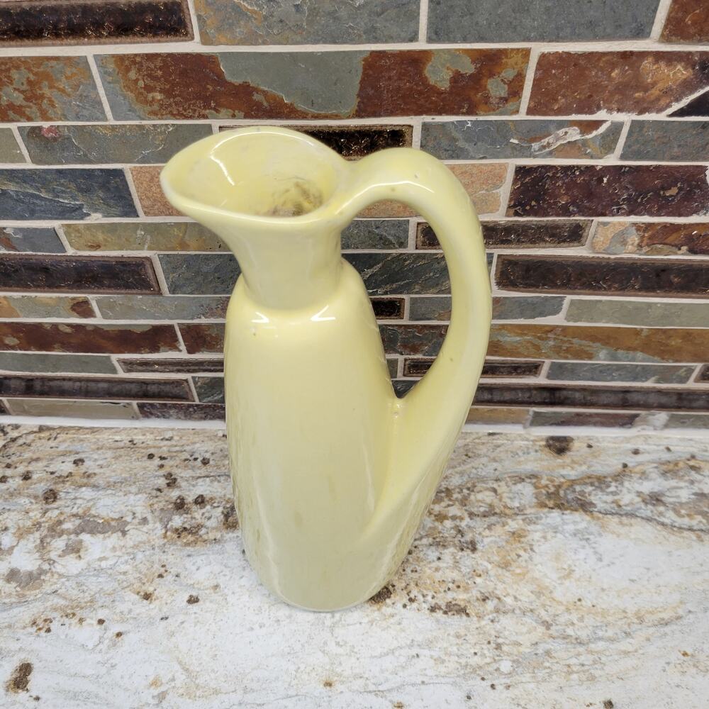 Vintage 1950s Yellow Art Pottery Ewer Pitcher Mid Century Modern Ceramic Vase - Picture 6 of 6